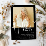 Hello SIXTY! Minimal 60th Birthday Party Invitation<br><div class="desc">Make your loved one's 60th birthday an unforgettable celebration with our Hello SIXTY minimal design party invitation. With just a few clicks,  you can add their photo,  customise the template to your event details,  and create a one-of-a-kind party invite that's guaranteed to impress</div>