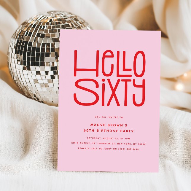 HELLO SIXTY Modern 60th Birthday Invitation (Creator Uploaded)