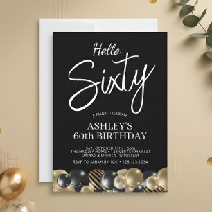 Hello Sixty Modern Script 60th Birthday Invitation