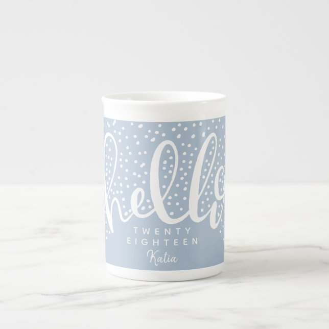 HELLO SNOW BONE CHINA MUG (Front)