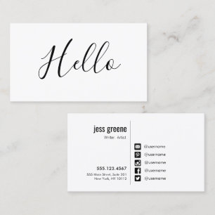 HELLO Social Media Icons Networking  Business Card
