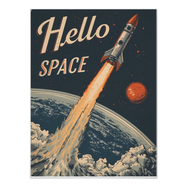 Hello Space Retro Futurism Poster (Front)