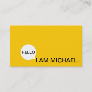 Hello Speech Bubble   Casual Modern Black & Yellow Business Card