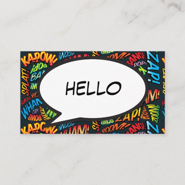 HELLO Speech Bubble Fun Retro Comic Book Business Card (Front)