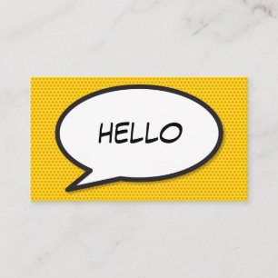 HELLO Speech Bubble Fun Retro Comic Book Business Card