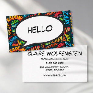 HELLO Speech Bubble Fun Retro Comic Book Business Card