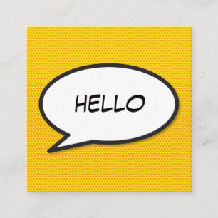 HELLO Speech Bubble Fun Retro Comic Book Square Business Card