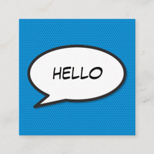 HELLO Speech Bubble Fun Retro Comic Book Square Business Card