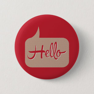 Hello Speech Bubble Red 6 Cm Round Badge
