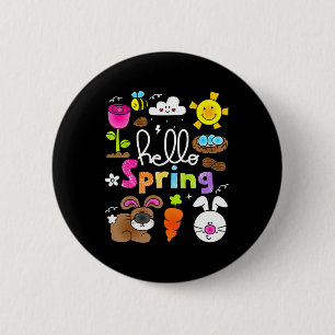 Hello Spring And Easter Day 2025 Bunny Rabbit Spri 6 Cm Round Badge