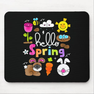 Hello Spring And Easter Day 2025 Bunny Rabbit Spri Mouse Mat