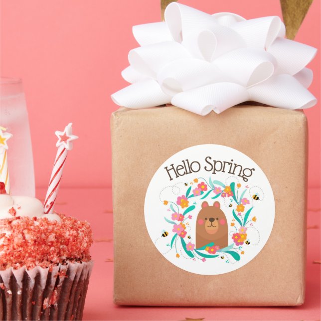 Hello Spring Bear & Bees  Sticker (Party)