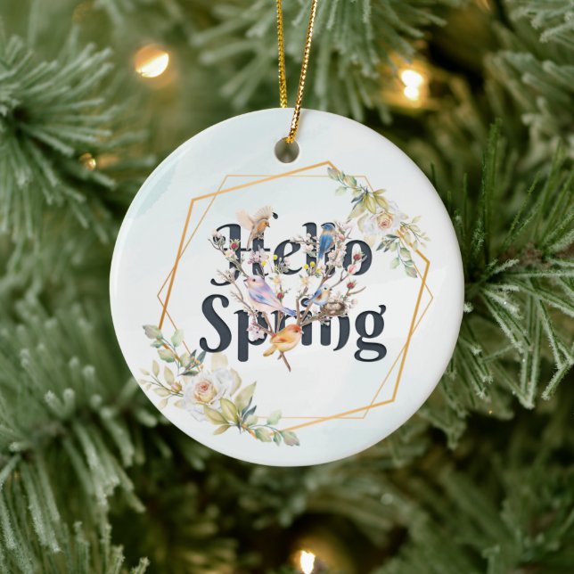 Hello Spring Birds Ceramic Tree Decoration (Tree)