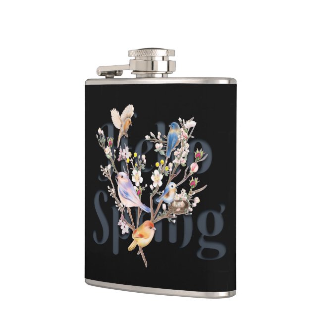Hello Spring Birds Hip Flask (Left)