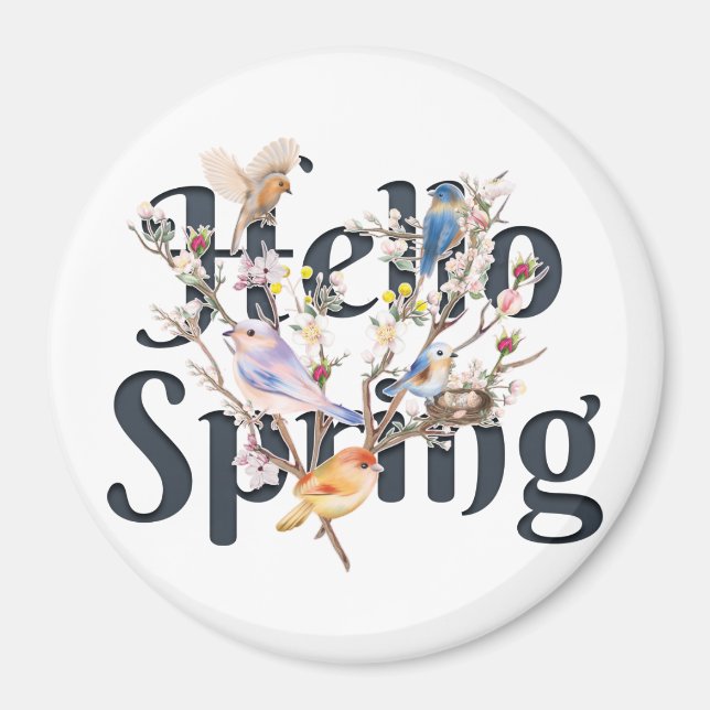 Hello Spring Birds Magnet (Front)