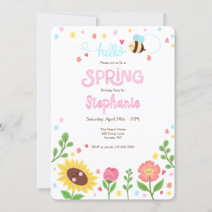 Hello Spring Birthday Party Invitation