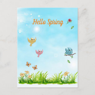 Hello Spring & Blue Sky Postcard