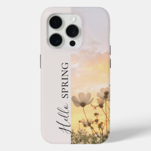 Hello Spring, Boho Wildflower Sunset iPhone 15 Pro Case