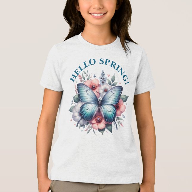 Hello Spring Butterfly-96282 Tri-Blend Shirt (Front)