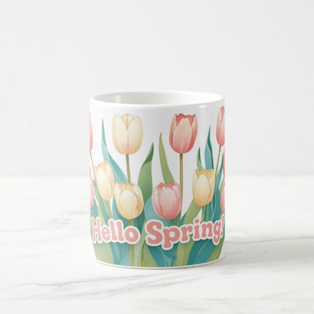 Hello Spring! Cheerful Tulip Bloom Coffee Mug (Center)