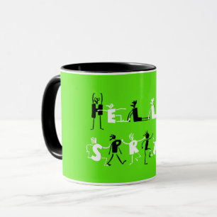 Hello Spring Cute Cartoon Black and White Text Mug