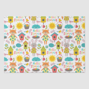Hello Spring! Cute Colourful Animal Cartoons Tissue Paper