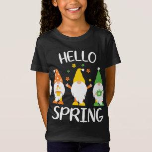 Hello Spring Cute Colourful Gnomes Graphic for Her T-Shirt