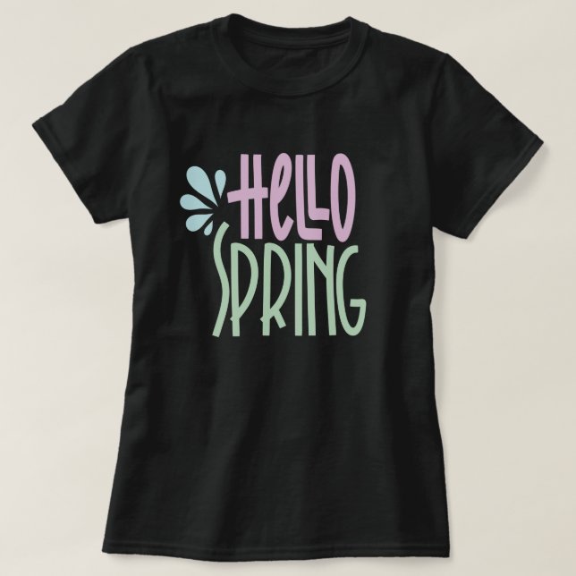 Hello Spring Cute Lettering  T-Shirt (Design Front)