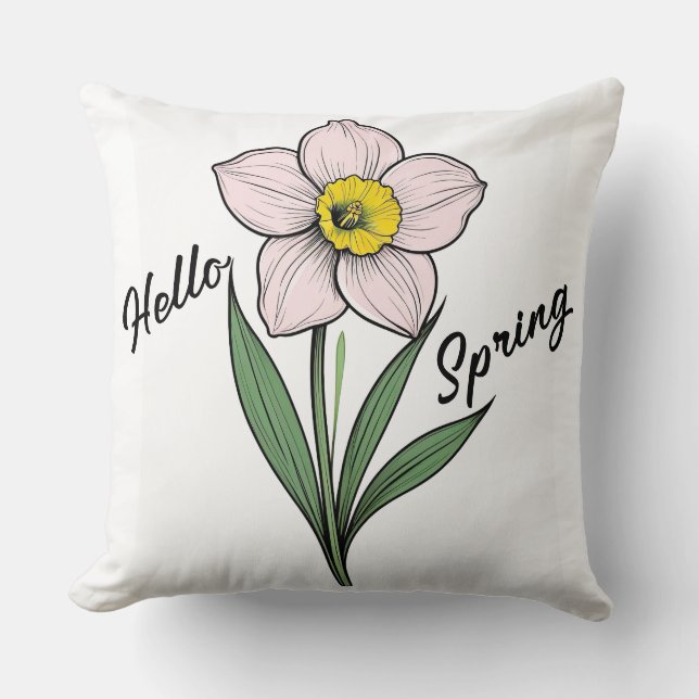 Hello Spring Daffodil Cushion (Front)