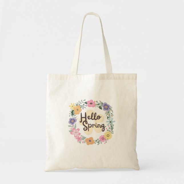 Hello  Spring | Decorated Shopping Bag (Front)