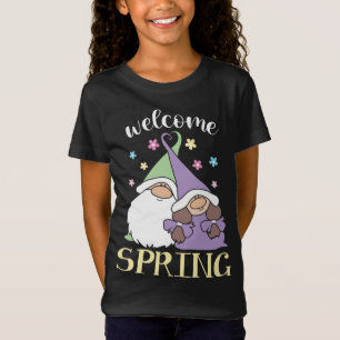 Hello Spring floral Gnomes couple Flowers welcome  T-Shirt