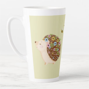 Hello Spring Floral Hedgehog Mug – Cute Bee & Flow