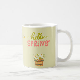 Hello Spring Floral Hedgehog Mug – Cute Bee & Flow