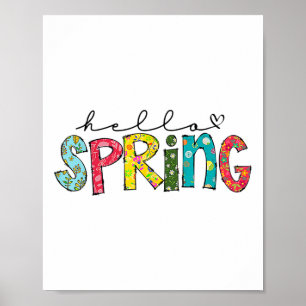 Hello Spring Flower Happy Easter Floral Mum Plant Poster