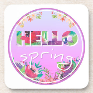 Hello Spring, Flowers, circle Coaster