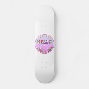 Hello Spring, Flowers, circle Skateboard