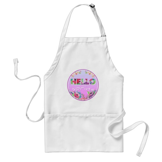 Hello Spring, Flowers, circle Standard Apron (Front)