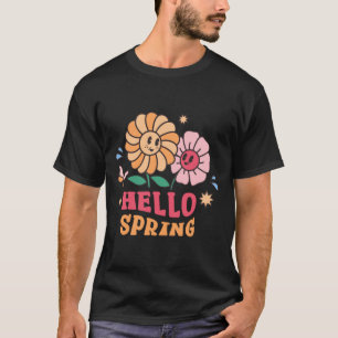 Hello Spring Flowers Sunshine Easter Design T-Shirt