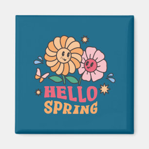 Hello Spring Flowers Sunshine Easter Magnet