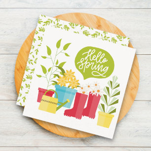 Hello Spring Garden Flowers Greeting  Card