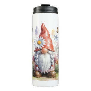Hello Spring Garden Gnome: Cute Gnome with Braids Thermal Tumbler