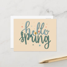 Hello Spring Hand-Lettered Postcard