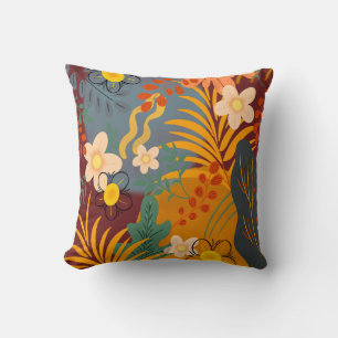 Hello Spring Happiness, Floral Orange Terracotta Cushion
