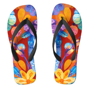 Hello Spring Happiness Time, Colourful Pattern Flip Flops