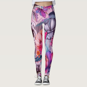 Hello Spring Happiness Time, Pink Purple Leggings