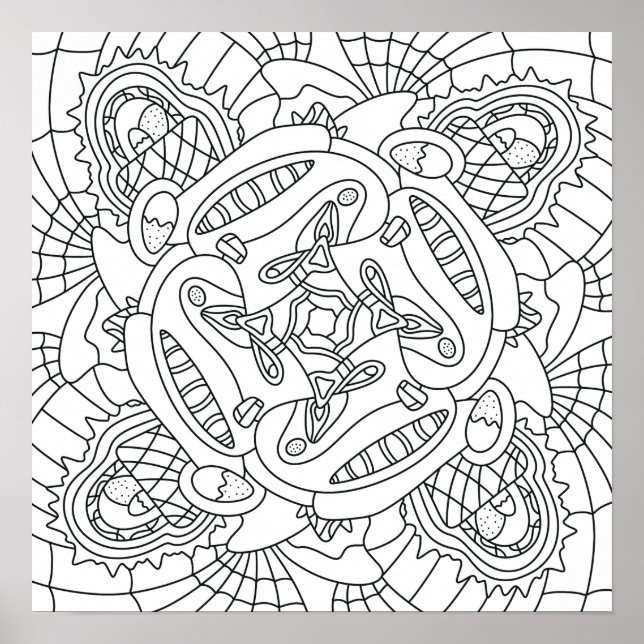 Hello Spring: Happy Easter Colouring Page Poster (Front)