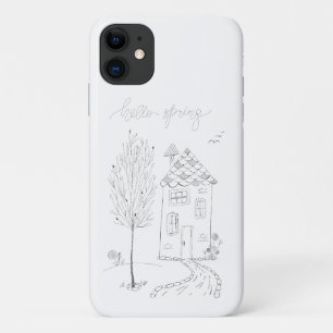 Hello Spring Ink Drawing iPhone 11 Case