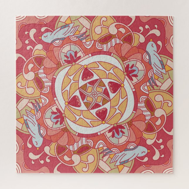 Hello Spring: Joyful Botanical Pink Garden  Jigsaw Puzzle (Vertical)