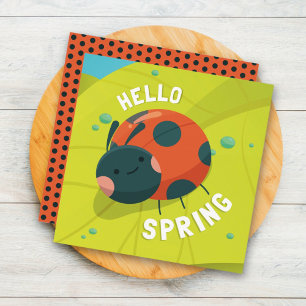 Hello Spring Ladybug Greeting  Card