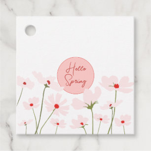 Hello Spring light pink red cosmos flowers floral Favour Tags